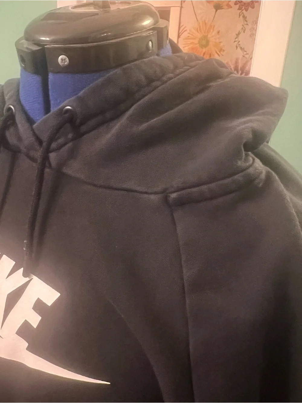 Nike Black Cropped Hoodie with White Logo